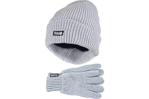 THMO Ladies Thinsulate Hat and Gloves Set Soft Chenille Ribbed Beanie Hat & Gloves for Women
