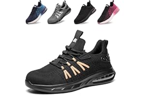 ZVC Buty ochronne dla mężczyzn i kobiet, lekkie buty robocze, męskie, sportowe, oddychające, stalowe noski, poduszka powietrzna, antypoślizgowe buty ochronne