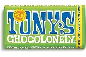 Tony's Chocolonely Dark Almond Sea Salt Chocolate Bar - 180g Belgian Fairtrade Chocolate, Gift, 51% Cocoa, Vegan