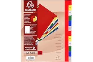 Exacompta - 92E - Separadores de polipropileno con 12 pestañas impresos mensualmente de enero a diciembre a color - Ficha imprimible - Formato a archivo A4 maxi