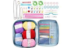 Auniq Crochet Hooks Set 66pcs Knitting Needles Sets 0.6-6mm Ergonomic Crochet Kits Soft Grip Handle Crochet Tools Yarn Knitting Tool Accessories with Carry Bag for Beginners Adults Knitt Gifts