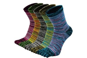 ZFSOCK Męskie skarpety z palcami bawełniane skarpety do biegania z pięcioma palcami kolorowe skarpety sportowe z palcami, 5 par, 6-10