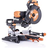 Evolution Power Tools R255SMS-DB 255mm Multi-Material Sliding Miter Saw with Double Bevel and Plus Pack, Up to 300mm x 90mm,