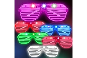 KIMIMARA Neon Glasses Party - Light up Glasses Glow in the Dark Kids Shutter Shades Glasses Flashing Sunglasses for Adults Rave Party Set
