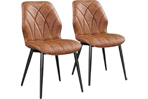 ‎YAHEETECH Yaheetech Esszimmerstühle 2er Set Küchenstühle gepolstert Metallbeine bis 136 KG Belastbar Polsterstuhl für Küche/Esszimmer/Schlafzimmer/Restaurant Braun/Kunstleder