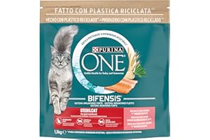Purina ONE Bifensis Comida Pienso para gato Esterilizado Adulto con Salmón y Cereales, 6 bolsas de1,5kg