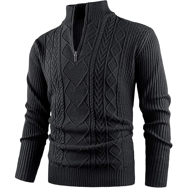 NLAND Trui met ronde hals halve rits voor heren lange mouwen slim fit gebreide trui warm mannen vrije tijd sweater,Gris XXL