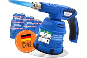 STAHLMANN MAGNUM ® Gasbrenner mit Kartusche– Küchenbrenner max. 1300°C Temperatur – Lötlampe – Bunsenbrenner Küche -Flambierbrenner (6 x 190g Kartuschen)