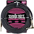 Ernie Ball Câble d’instrument tressé, connecteur droit et coudé, 3 m, noir