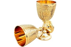 EXNOT calice vintage in ottone | 1 x reale di re Artù – regali rinascimentali per comunione, Natale, confezione da 1 calice chiesa cattolica, battesimo, cresima, sacro.