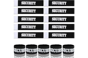 jiawaggag Lot de 10 brassards de sécurité - Noir - Patch de sécurité Velcro - Pour événements sportifs - 35 x 7 cm