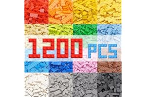 HIUME Building Bricks Classic 1200 Pieces Kids Building Blocks Box Compatible with Construction Building Blocks,12 Colors 14 Bulk Shapes for Boys and Girls.