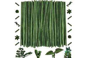 OUYIWEIMAOYI 200 Pcs Bastoncini in ciniglia, Scovolini colorati，Steli di ciniglia decorativi,Decorativi in ciniglia Per Artigianato fai da te, Decorazioni, Natale,Creativi lavoretti (Moss Green)