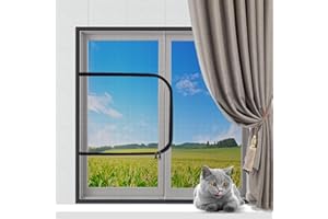 XIEMINLE Custom Size Cat Safety Net Cats Window protection for Cats, Fly Screen Mosquito Net, Self-Adhesive Window Screen Mesh with Zipper, Balcony Window Safety Screen Mesh,W*H:100*100cm,Position 4