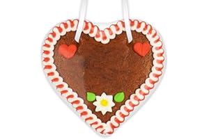 ‎LEBKUCHENWELT Gingerbread Heart Red / White to Write on Yourself – 12 x 12 cm – Blanks with Border and Decoration – Place Cards for Your Next Party or Birthday Make Yourself by Gingerbread World