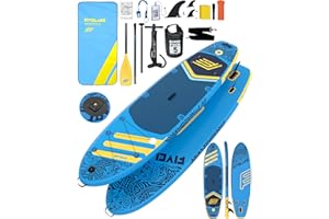 FIVELAKE Tavola gonfiabile per stand up paddle,335 x 88 x 15 cm di larghezza, per tutti i livelli di abilità e tutto incluso con pagaie regolabili, pompa a mano,