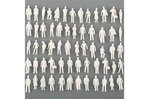 XIAOBUU 100 Pcs 1:75 New White Unpainted Character Models, Miniature Scenes Of Characters Standing At The Railway Station, Doll House Of Miniature Scenes Of Characters Standing