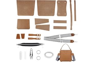 WADORN 23 Pcs Bricolage Cuir Artisanat Sac Fabrication Kit D'outils, Tricot Crochet Sac Matériel De Couture à La Main Sac à Main Sacs à Bandoulière Tous Les Accessoires, 20x12x19cm (Brun)