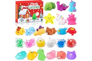 Chennyfun Calendrier Kawaii Squishy Jouet Advent Calnedar, Calendrier de l'Avent Mochi Squeeze Toy pour Enfants, 24 jours Calendrier de Compte à Rebours de Noël pour Garçons Filles Cadeau de Noël
