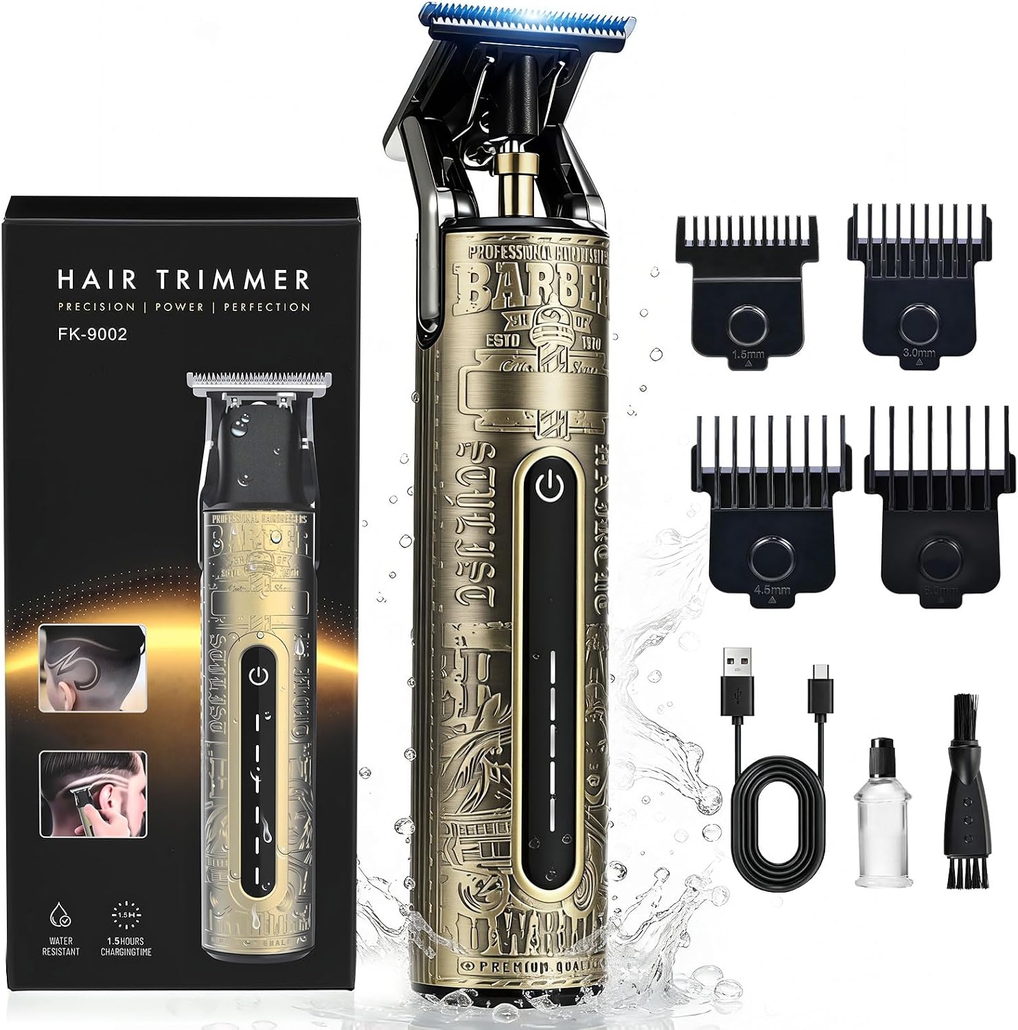 YIDON Men's Shaver and Hair Clipper, Men's Hair Clippers with Type-C Charging, IPX6 Waterproof Fuselage Beard Trimmer, Complete Set with Magnetic Combs, Wet and Dry Use