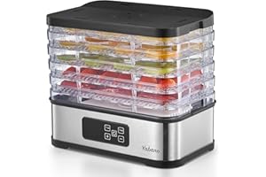 ‎YABANO Dörrautomat mit Digitalem Timer & Temperaturregelung, 250W Elektrischer Lebensmitteltrockner mit 5 Tabletts, BPA-frei, Lebensmittel-Dörrer für Obst, Fleisch, Gemüse, Kräuter & Hundesnacks