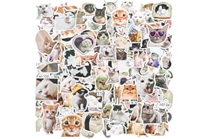 RAFIYU Set di 100 Adesivi Gatti, Adesivi Divertenti a forma di gatto, Impermeabili, in PVC, Sticker Aesthetic per Gli Amanti dei Gatti, Bottiglie d'acqua, Libri, Computer, Auto(forma di gatto)