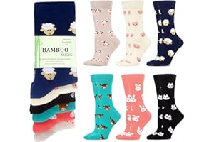 WeciBor Women's Bamboo Breathable Soft Seamless Crew Socks 6 Pack
