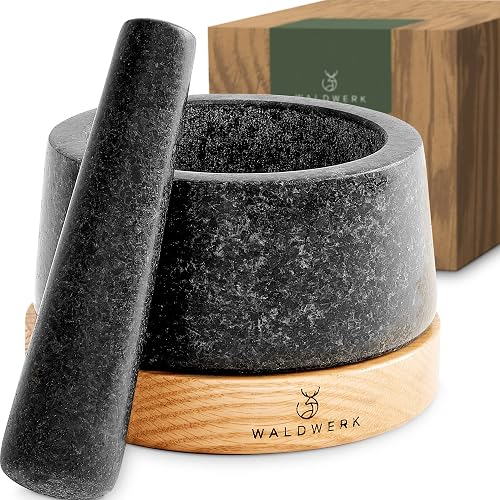 Waldwerk Mörser-Set, Granit mit Eichenholz