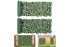 UENNM Siepe Artificiale Sintetica, 3 Metri Finta Artificiale Rotolo Rete Frangivista Frangivento Ornamentale con Foglie Edera Finta Anticaduta per Ringhiera Terrazzo Balcone Giardino Esterno