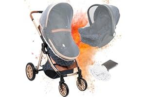 KNECKES® Universal Moskitonetz/Insektenschutz (weiß) für Kinderwagen, Maxi Cosi, Buggy, Babytrage, und Babybett (weiß) | größenverstellbar | Fester Sitz | feines Netzgewebe