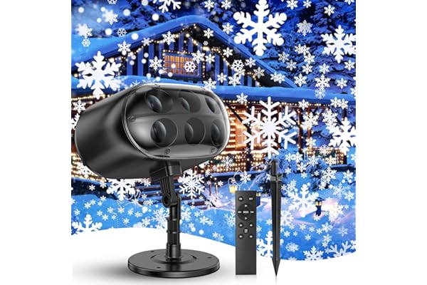 Projecteur de Noël extérieur – Grand projecteur dynamique LED flocon de neige avec télécommande minuterie, éclairage de Noël étanche pour jardin, fenêtre, mur, cour, fête, décoration de Noël
