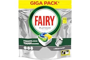 Fairy Platinum Zitrone Geschirrspülerkapseln All in One, 113 Tabletten, für schwierige Verschmutzungen, reinigen sogar fettige Filter