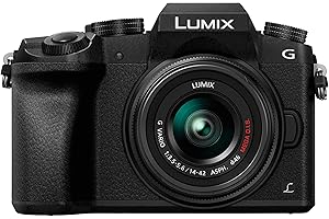 Panasonic Lumix G7K | Appareil Photo Hybride + Objectif Lumix 14-42mm (Capteur 4/3 16MP, Viseur OLED, Écran orientable tactile, AF ultra rapide DFD, Vidéo 4K, Wifi) Noir – Version Française