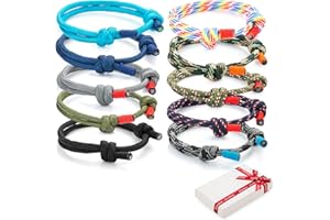 CHINPING Set di braccialetti intrecciati da 10 pezzi per uomo donna, braccialetto da surf nautico Tessuto colorato in corda marina marina per ragazzi, Bracciali regolabili fatti a mano in di corda blu navy