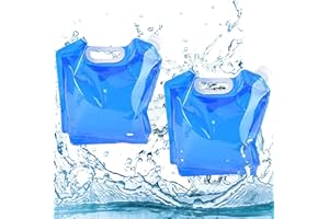 Yisscen Bolsa de Agua Plegable, 2 Piezas 5L Contenedores de Agua Plegables, Bolsa de Tanque Plegable para Acampar, Barbacoa para Acampar al Aire Libre Barbacoa de Picnic (Azul)