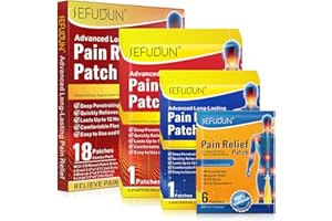PEGCIZ Pain Relief Patches, 12H Long Lasting Knee Pain Patch, Heating Patches for Back Body Joint and Muscle Pain Relief & Inflammation with 3 Different Patch Sizes, 18 Count