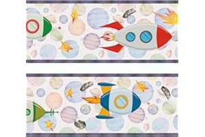 ‎SUNNYWALL Sunnywall Raketen Bordüre selbstklebend Kindermotive Wandbordüre | Motivauswahl | Kinderzimmer 400 cm x 12 cm