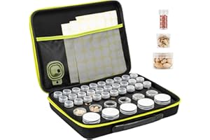 ProCase 41 Slots Seed Storage Organizer Box, Sturdy Seeds Vault Packet Containers for Garden Vegetable Plant Flower, Seed Keeper Set with Label Stickers Funnel 3 Size of Storage Bottles 1 oz 3 oz 5 oz