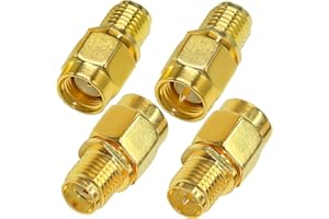 TUOLNK Kit de Conector coaxial SMA SMA/RP-SMA Macho a RP-SMA/SMA Hembra Adaptador coaxial RF para Cable de extensión de Radio enrutador SMA convertidor Macho a Hembra Paquete de 4