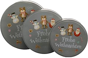 Brandsseller 3er Set Keksdose Plätzchendose Gebäckdose Metall | Frohe Weihnachten