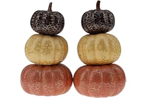Gresorth 2pcs Stacked Pumpkins Halloween Decoration Artificial Fake Pumpkins Table Model for Autumn Fall Home Kitchen Party Christmas Wedding Display - B