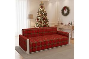 Zucchissime Copridivano Natalizio Poltrona 4 Posti Scozzese Double-Face Lavabile | Tessuto Spesso, Antiscivolo Naturale, Pet-Friendly, Stile Natalizio Elegante