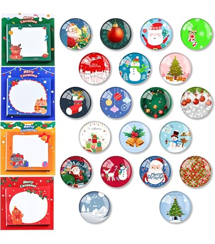 Aimants Décoratifs De Noël - Lot De 20 Aimants + 4 Notes Cartoon Pour Réfrigérateur - Décoration Festive Maison Bureau