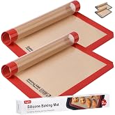 Sopito 2pcs 41.9 x 29.5 cm Silicone Baking Mat Non-Stick Reusable Heat Resistant
