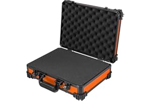 HMF 15502-18 Mallette de Transport avec Mousse alvéolée, Mallette Universelle | 39 x 29 x 12 cm | Orange
