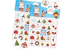 Funnlot Christmas Bingo Christmas Game Crafts for Kids Party Games for Family 24 Players Bingo Game Xmas Bingos for School Classroom Family