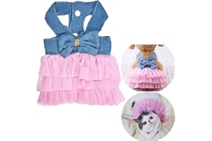 VANVENE Robe pour Chien Fille et garçon, Chiot, Chat, Lapin, Tutu Adorable, Robe en Maille rayée, Robe de Princesse avec nœud pour Petits Chiens, Chihuahua de Poméranie, Jupe pour Chiot - Taille XS