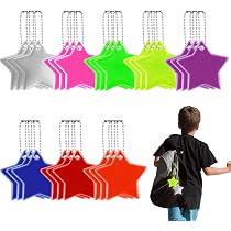 VONJUMA 30 Pezzi Catarifrangenti A Stella Per Bambini – Ciondoli Riflettenti Per Zaino E Bicicletta, Giallo Fluorescente