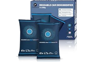 FERRIS | 2 X 350g Car Dehumidifier Bags | Reusable & Safe Interior Dehumidifiers for Home & Moisture Absorber Sachets | Microwave Reactivated, Leakproof Alternative to Disposable Dehumidifiers