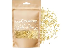 ScrapCooking - Vermicelles Dorés 60 g - Décorations Alimentaires Comestibles - Sprinkles Choco pour Déco Gâteaux, Pâtisseries, Bûches - Noël, Anniversaire - 7478